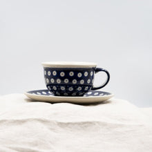 Load image into Gallery viewer, Polish Pottery ceramic cup with the saucer 220ml "Blue Ladybug" | Agzu store