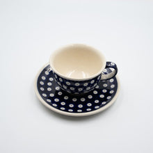 Load image into Gallery viewer, Polish Pottery ceramic cup with the saucer 220ml "Blue Ladybug" | Agzu store