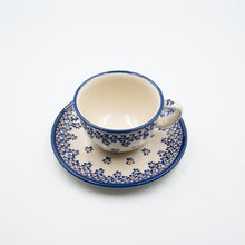 Load image into Gallery viewer, Polish Pottery ceramic cup with the saucer 220ml "Blue Ladybug" | Agzu store