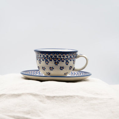 Polish Pottery ceramic cup with the saucer  220ml 