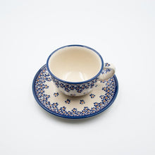 Load image into Gallery viewer, Polish Pottery ceramic cup with the saucer  220ml &quot;Blue Ladybug&quot; | Agzu store
