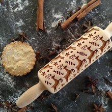 Load image into Gallery viewer, Embossed rolling pin with pattern &quot;Reindeers&quot; | Agzu store
