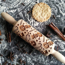 Load image into Gallery viewer, Embossed rolling pin with pattern &quot;Snowman&quot; | Agzu store
