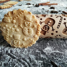 Load image into Gallery viewer, Embossed rolling pin with pattern &quot;Snowman&quot; | Agzu store
