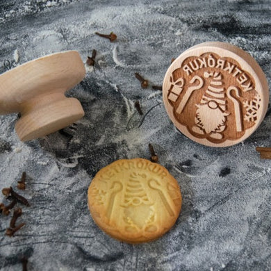 Embossed wooden stamp with pattern 