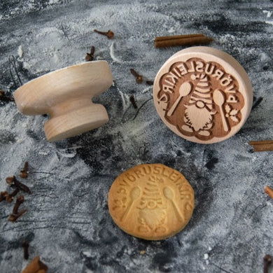 Embossed wooden cookie stamp with pattern 