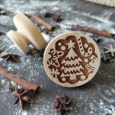 Embossed wooden stamp with pattern 